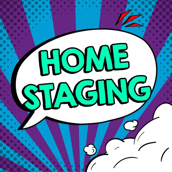 Textová Značka Ukazující Home Staging Internet Koncepce Přípravy Soukromé Rezidence — Stock fotografie