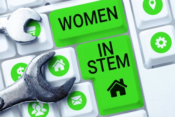 Konceptualny Wyświetlacz Women Stem Business Concept Nauka Technologia Inżynieria Matematyka — Zdjęcie stockowe