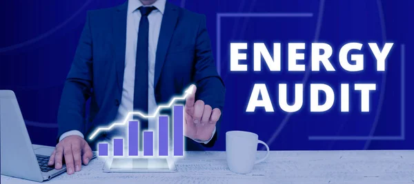 Text Caption Presenting Energy Audit Word Assessment Energy Needs Efficiency — Stock Photo, Image