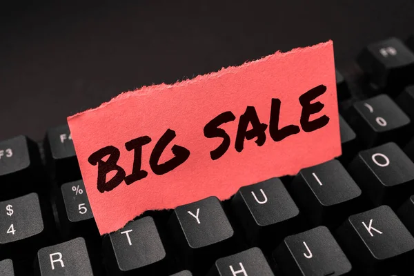 Conceptual Caption Big Sale Business Concept Putting Products High Discount — Stock fotografie