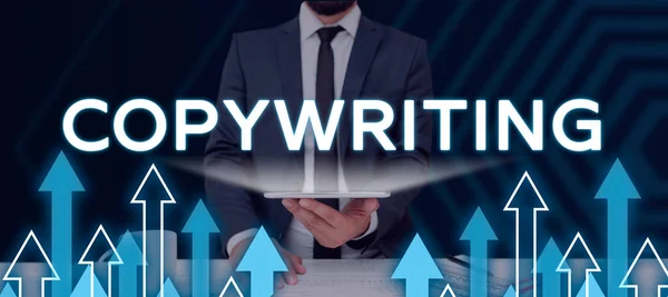 Writing Displaying Text Copywriting Business Concept Writing Text Advertisements Publicity — Φωτογραφία Αρχείου