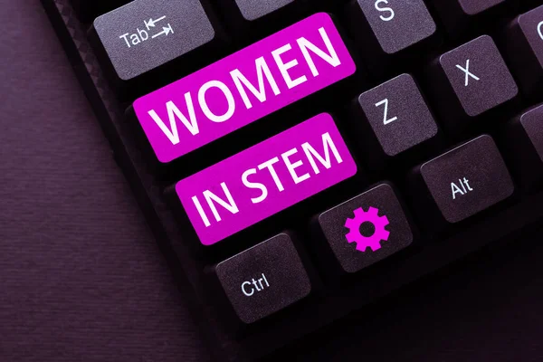 Написання Тексту Жінки Стовпі Концепція Означає Наука Технологія Інженерія Математика — стокове фото