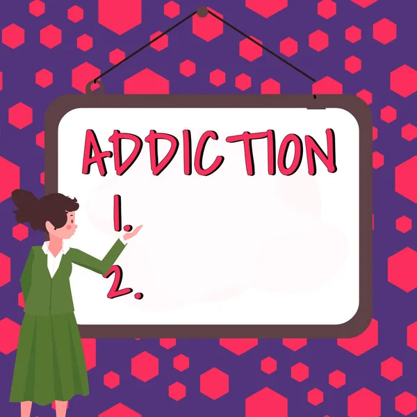 Text Showing Inspiration Addiction Word Condition Being Addicted Particular Substance — Foto de Stock