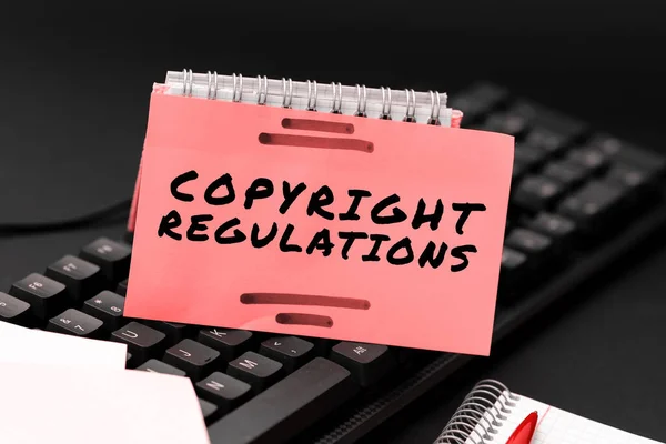 Conceptual Caption Copyright Regulations Business Showcase Body Law Governs Original —  Fotos de Stock