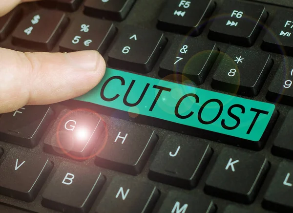Text Sign Showing Cut Cost Business Concept Measures Implemented Reduced — Stock Photo, Image