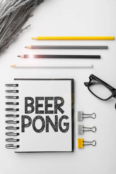 Text Sign Showing Beer Pong Business Overview Game Set Beer — Fotografia de Stock
