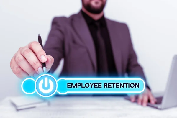 Hand Writing Sign Employee Retention Business Idea Internal Recruitment Method — ストック写真