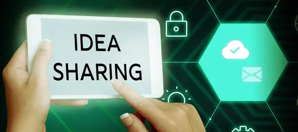 Pisanie Wyświetlania Tekstu Idea Sharing Business Concept Startup Uruchomić Innowacyjny — Zdjęcie stockowe