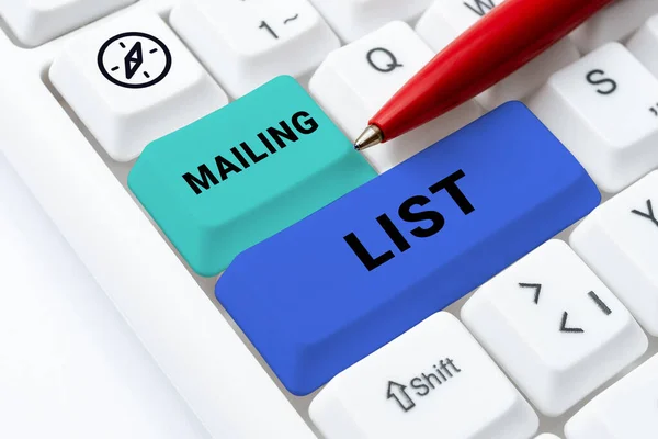 Text Sign Showing Mailing List Business Idea List People Who — Stock Photo, Image