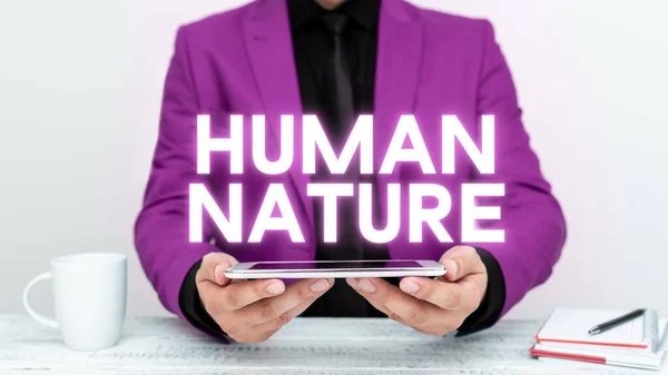 Tekst Bijschrift Presenteren Menselijke Natuur Woord Geschreven Psychologische Kenmerken Gevoelens — Stockfoto