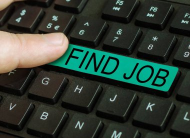 El yazısı metni bulma, iş bulma, kavramsal olarak mesleği için uygun bir iş bulma ya da arama eylemi