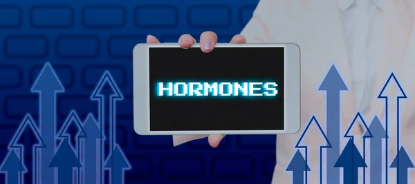 Pisanie Wyświetlające Tekst Hormony Słowo Napisane Substancji Regulacyjnej Produkowanej Organizmie — Zdjęcie stockowe