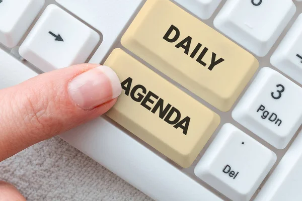 Conceptual Caption Daily Agenda Business Showcase Napirendi Pontok Listáját Naponta — Stock Fotó