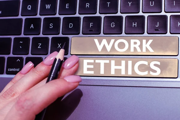 Text Showing Inspiration Work Ethics Word Written Set Values Centered — Stockfoto