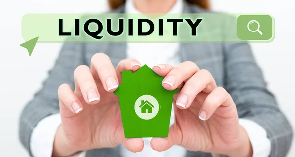 Assinatura Exibindo Liquidez Vitrine Negócios Saldos Caixa Bancários Liquidez Mercado — Fotografia de Stock