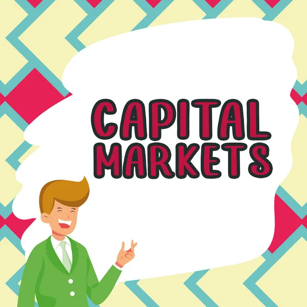Señal Escritura Mano Mercados Capital Visión General Negocios Permita Las — Foto de Stock