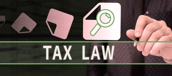 Textzeichen Das Steuerrecht Zeigt Wort Das Über Die Staatliche Beurteilung — Stockfoto