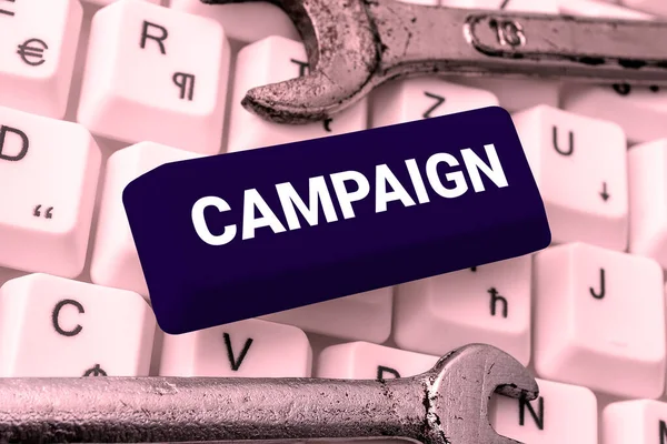 Handschriftliche Text Kampagne Geschäftskonzept Organisierte Vorgehensweise Zur Förderung Und Zum — Stockfoto