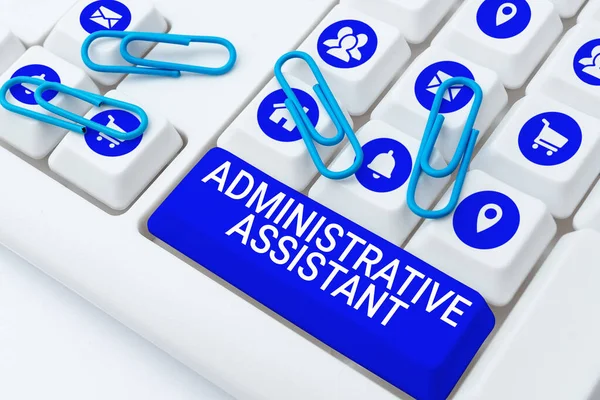 Hand Writing Sign Administrative Assistant Business Overview Administration Support Specialist — Zdjęcie stockowe