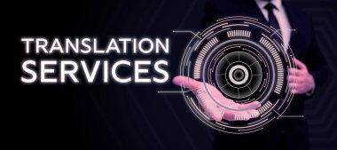 Conceptual caption Translation Services, Business approach organization that provide people to translate speech