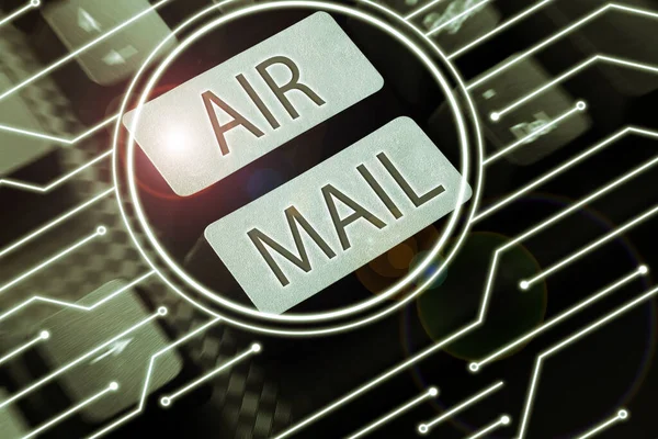 Tekst Bijschrift Presenteren Air Mail Business Aanpak Van Tassen Van — Stockfoto