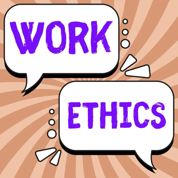 Escrita Exibindo Texto Ética Trabalho Abordagem Empresarial Conjunto Valores Centrados — Fotografia de Stock