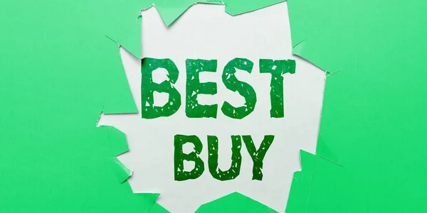 Ruční Psaní Znamení Best Buy Koncept Znamená Nejvýhodnější Kombinaci Nákladů — Stock fotografie