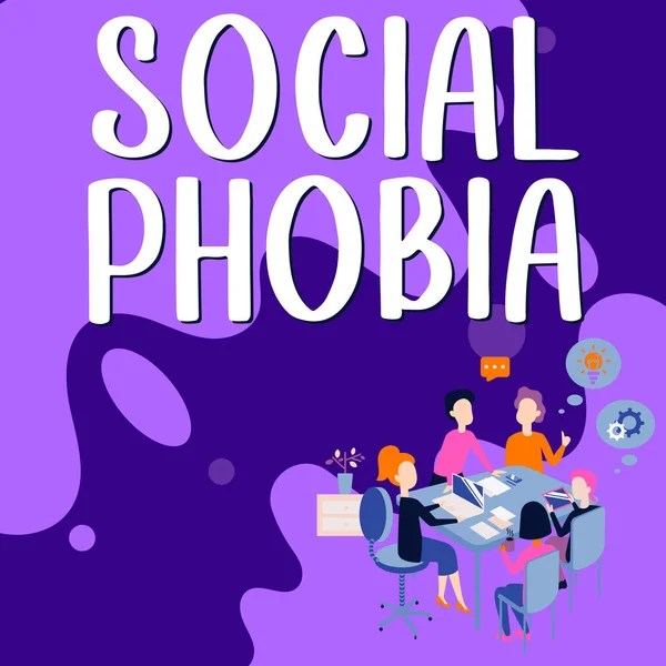Inspiration Zeigt Zeichen Der Sozialen Phobie Geschäftsidee Überwältigende Angst Vor — Stockfoto