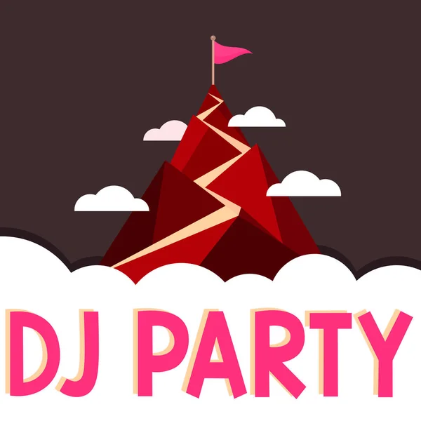 Yazısı Tabelası Party Concept Radyoda Popüler Müziği Tanıtan Çalan Kişi — Stok fotoğraf