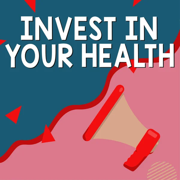 Textschild Mit Der Aufschrift Invest Your Health Geschäftsidee Leben Sie — Stockfoto