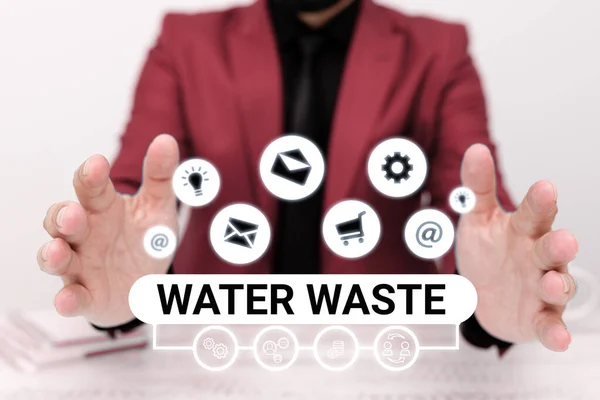 Концептуальный Заголовок Water Waste Business Showcase Liquid Has Been Used — стоковое фото