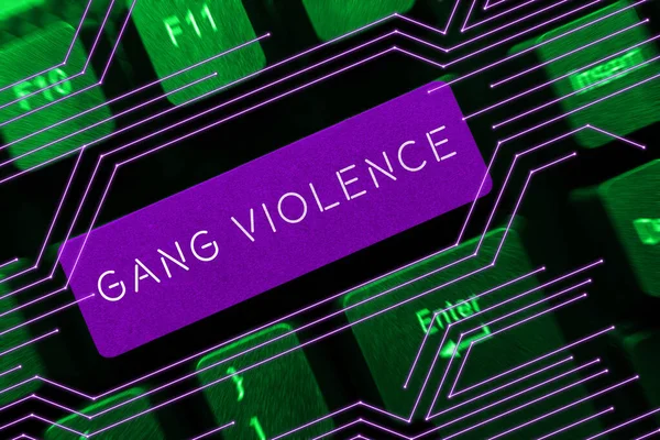 Escribiendo Mostrando Texto Gang Violence Word Escrito Sobre Violación Las — Foto de Stock
