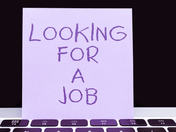 Escrita Mão Texto Procurando Emprego Foto Conceitual Desempregado Busca Trabalho — Fotografia de Stock