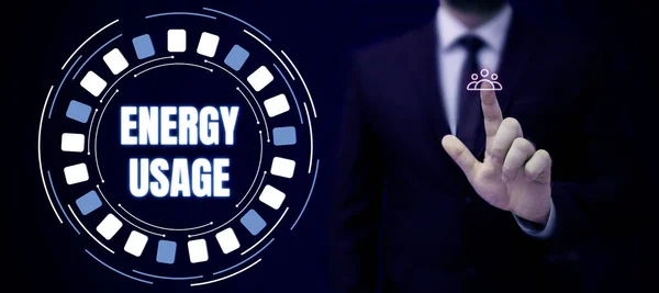 Подпись Тексту Представляющая Использование Энергии Бизнес Концепцию Количество Энергии Потребляемой — стоковое фото