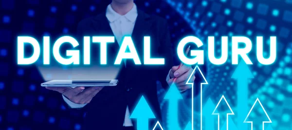 Conceptual Display Digital Guru Word Teacher Intellectual Guide Matters Fundamental — Fotografia de Stock