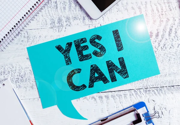 Text Der Inspiration Zeigt Yes Can Wort Für Motivation Etwas — Stockfoto