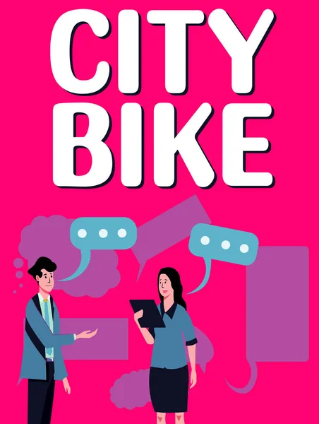 Sign Displaying City Bike Word Designed Regular Short Rides Equally — Stok fotoğraf