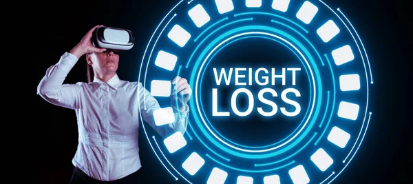 Zeichen Für Gewichtsverlust Geschäftsübersicht Verringerung Der Körperflüssigkeit Muskelmasse Reduzieren Fett — Stockfoto
