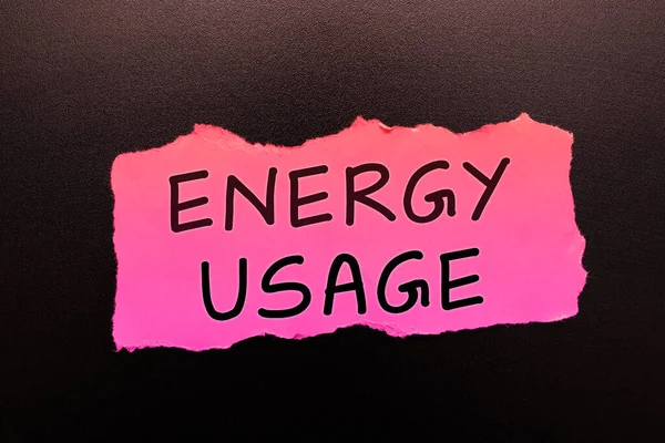 Handschrift Energiegebruik Woord Voor Hoeveelheid Energie Verbruikt Gebruikt Een Proces Stockfoto