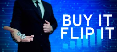 Metin gösterimi yazılıyor Satın al, Satın al, Bir şeyler al, onar ve daha fazla kar için sat.