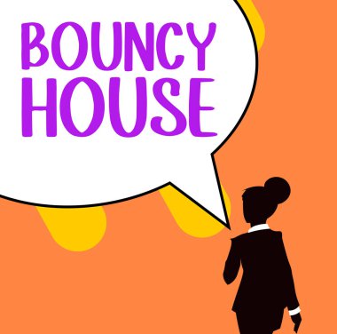 Zıplama Evi 'ni gösteren metin işareti, İnternet Yapay Zeka üzerinden çalışan iş yaklaşımı otomatik program