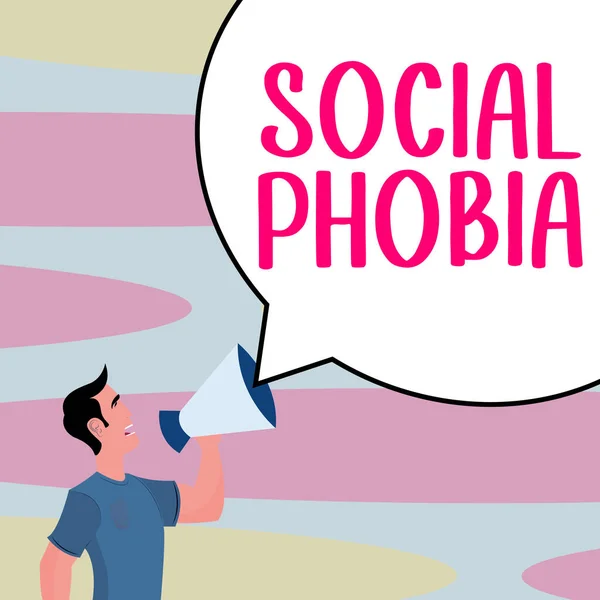 Handschrift Teken Social Phobia Woord Geschreven Overweldigende Angst Voor Sociale — Stockfoto