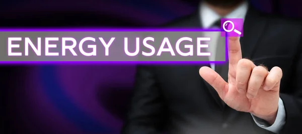 Sinal Texto Mostrando Uso Energia Visão Geral Negócio Quantidade Energia — Fotografia de Stock