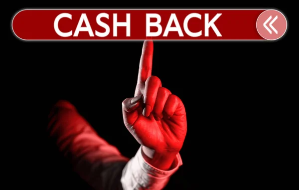Koncepcyjny Wyświetlacz Cash Back Biznes Koncepcja Zachęta Oferowana Nabywcom Pewien — Zdjęcie stockowe