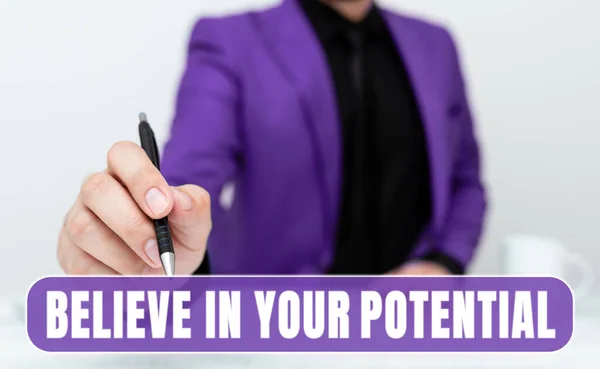 Conceptual Caption Believe Your Potential Business Approach Have Self Confidence — Stok fotoğraf