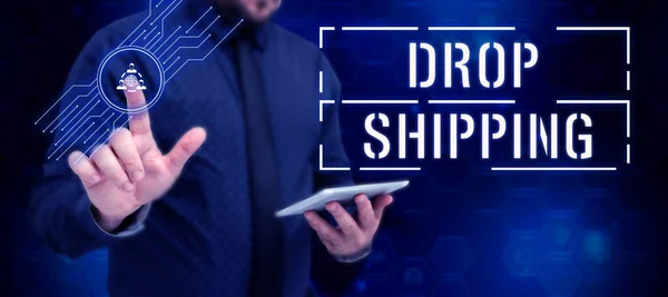Ręczne Pisanie Znaku Drop Shipping Słowo Wysyłania Towarów Producenta Bezpośrednio — Zdjęcie stockowe