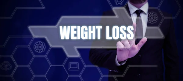 Textzeichen Das Gewichtsverlust Zeigt Konzept Bedeutet Verringerung Der Körperflüssigkeit Muskelmasse — Stockfoto