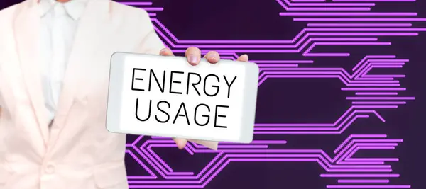 Szöveges Felirat Amely Bemutatja Energiafelhasználást Üzleti Ötletet Folyamat Vagy Rendszer — Stock Fotó