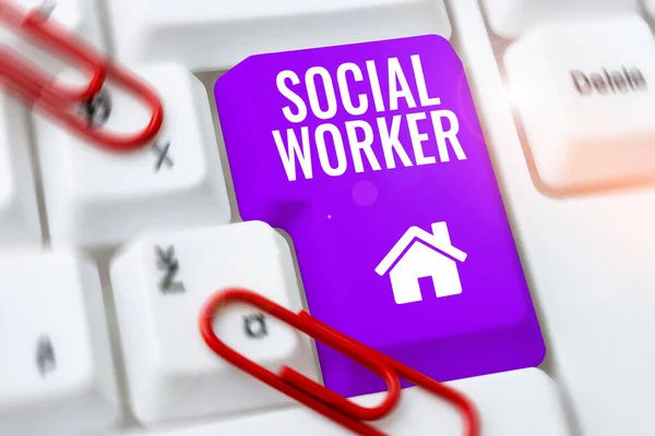 Señal Escritura Mano Trabajador Social Palabra Ayuda Personas Del Estado — Foto de Stock