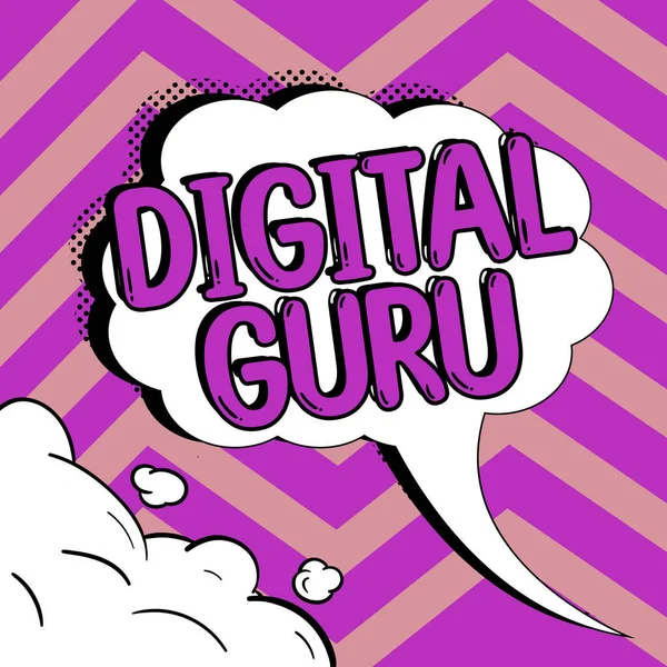 Text Caption Presenting Digital Guru Business Overview Teacher Intellectual Guide — Stock Photo, Image